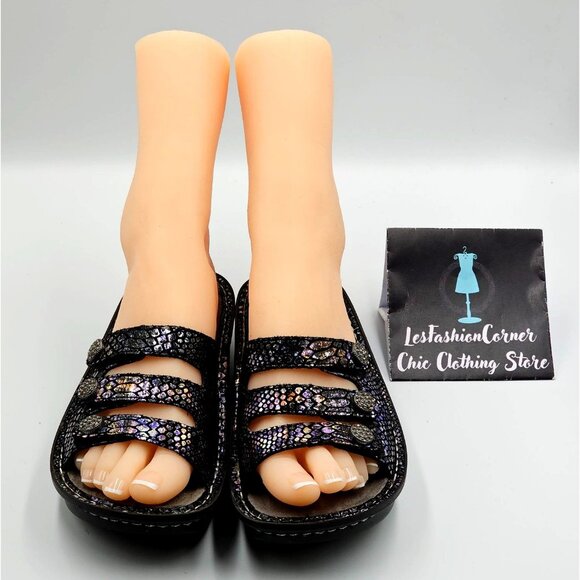 Alegria Women's Black Iridescent Leather Kacee Magnetic Sandals Sz 5.5 2320 - Picture 9 of 16